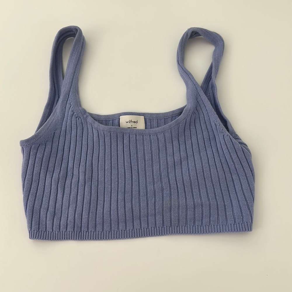 Aritzia Wilfred Purple Knit Crop Top